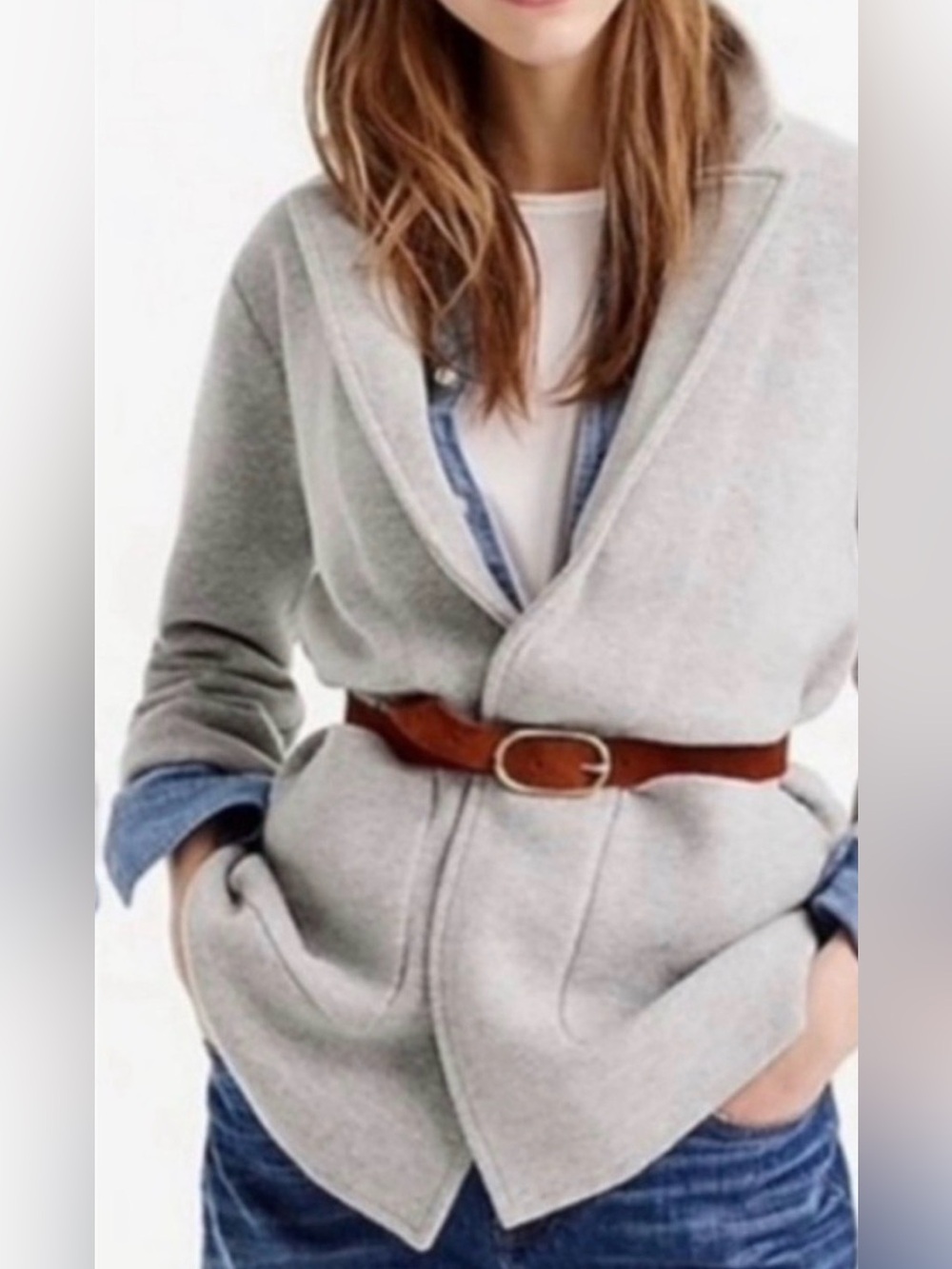 Beautiful J.Crew Minimalist Heather Grey Knit Blazer with Pockets